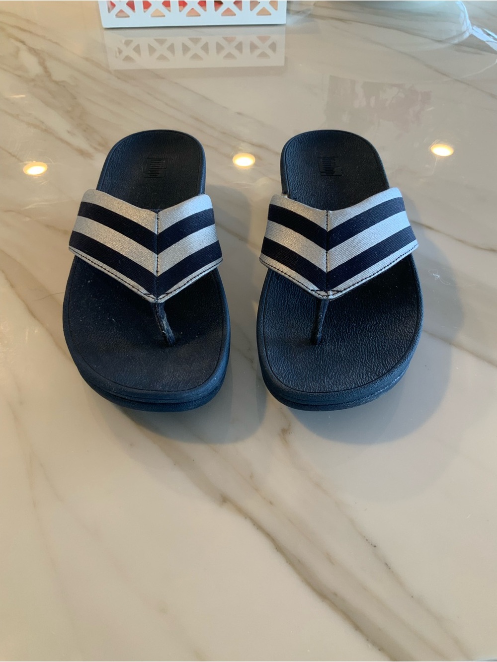 Fitflop Navy and Silver/Grey Thong Sandals
